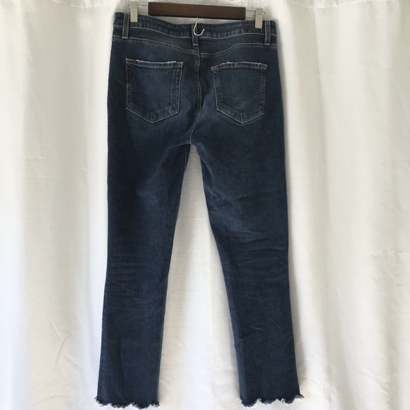 Paige Jacqueline Straight Jeans Womens 28 Blue Stretch 27" Inseam Frayed Hem - Picture 8 of 14